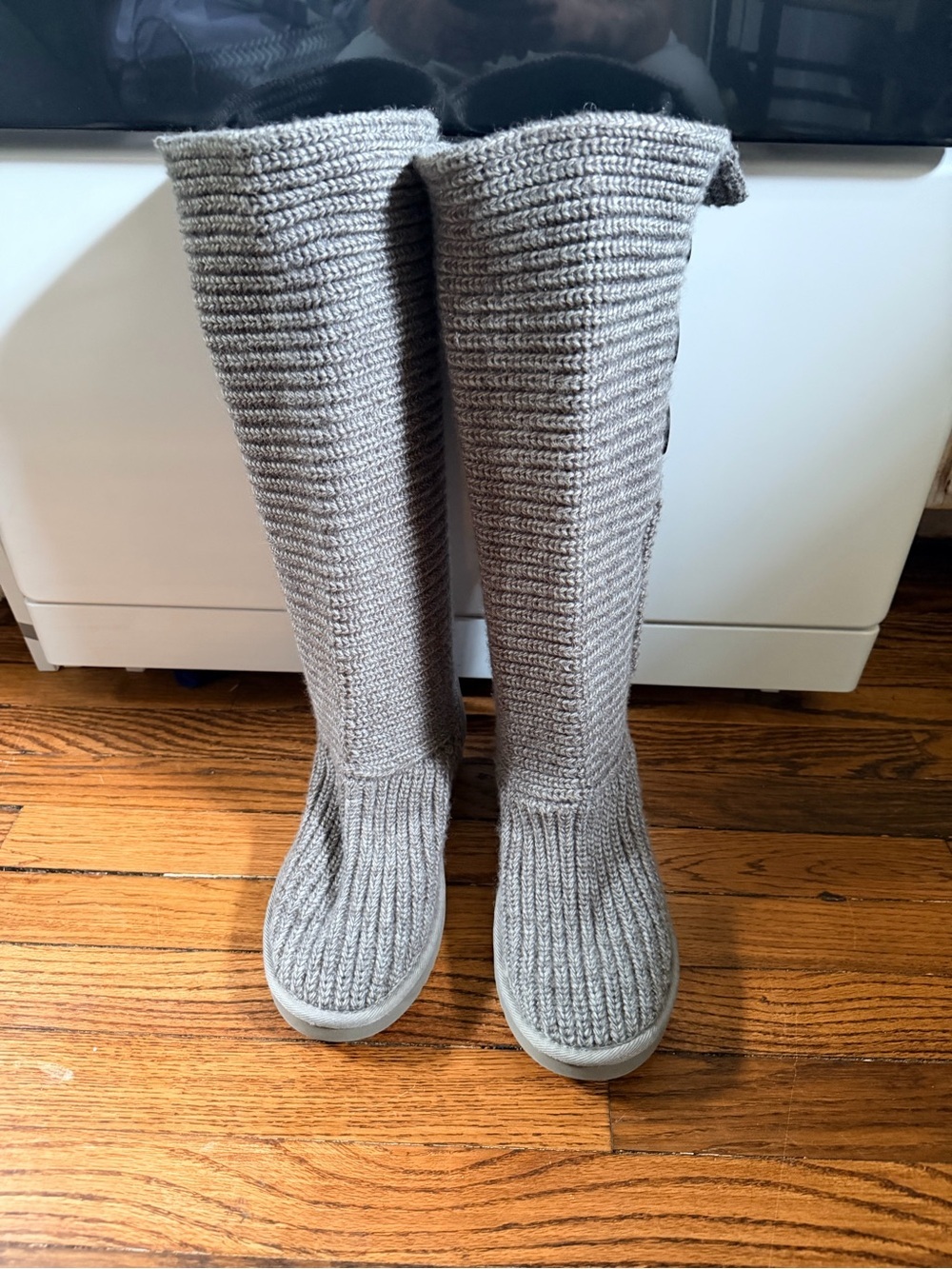 UGG Cardy Knit Sweater Boots Gray Tall Button Boots Womens Size 11 Style 5819